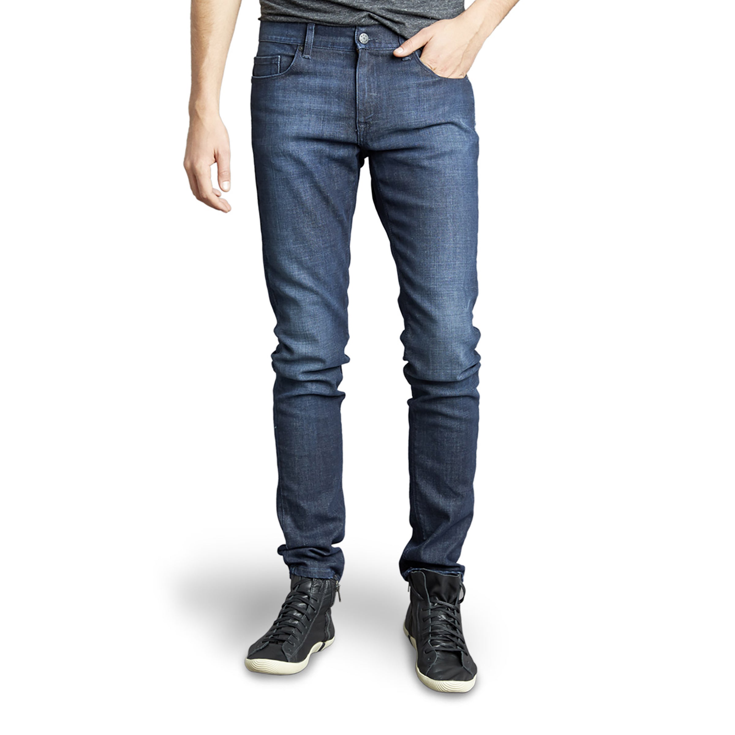 Men wearing Medium/Dark Blue Skinny Crosby Jeans