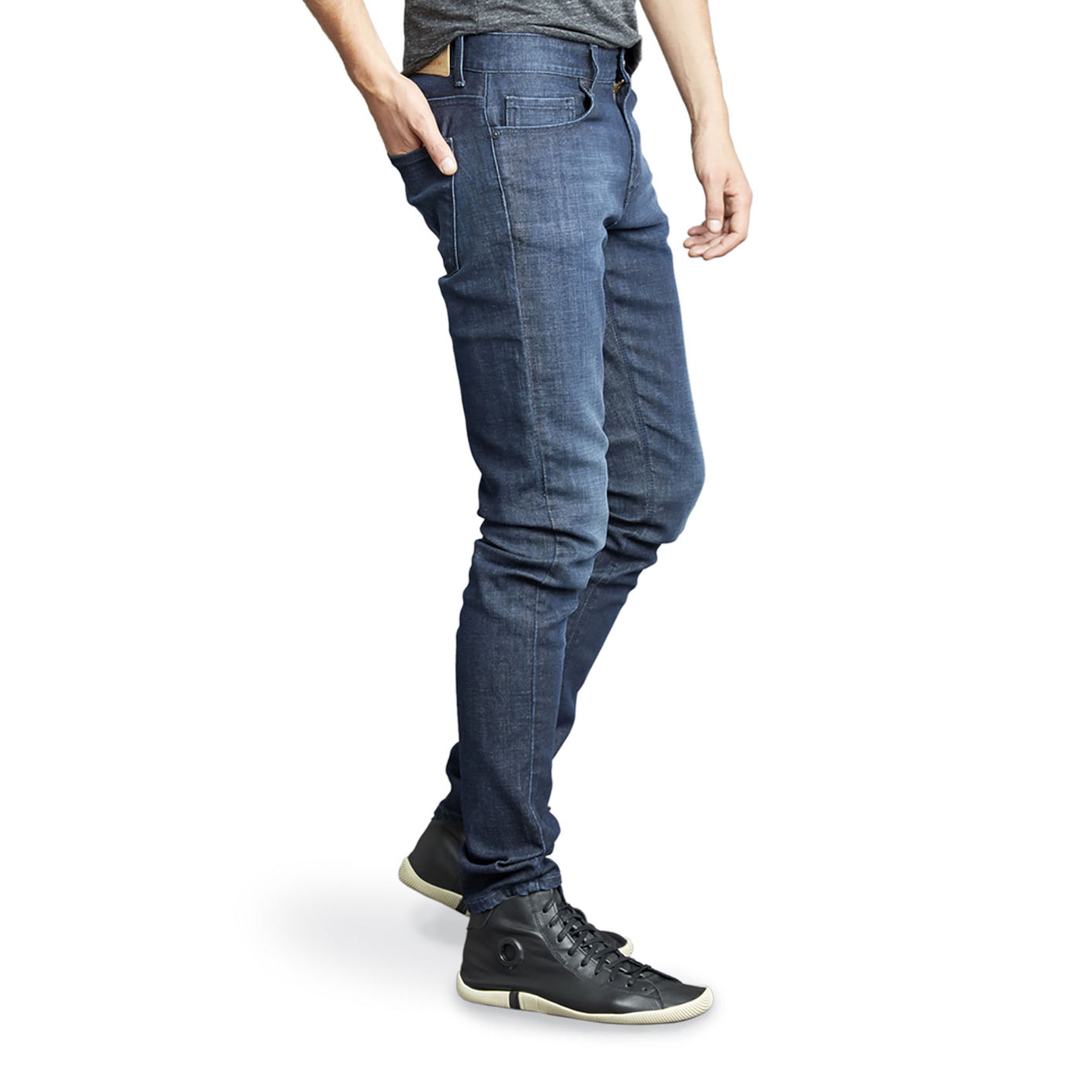 Men wearing Medium/Dark Blue Skinny Crosby Jeans