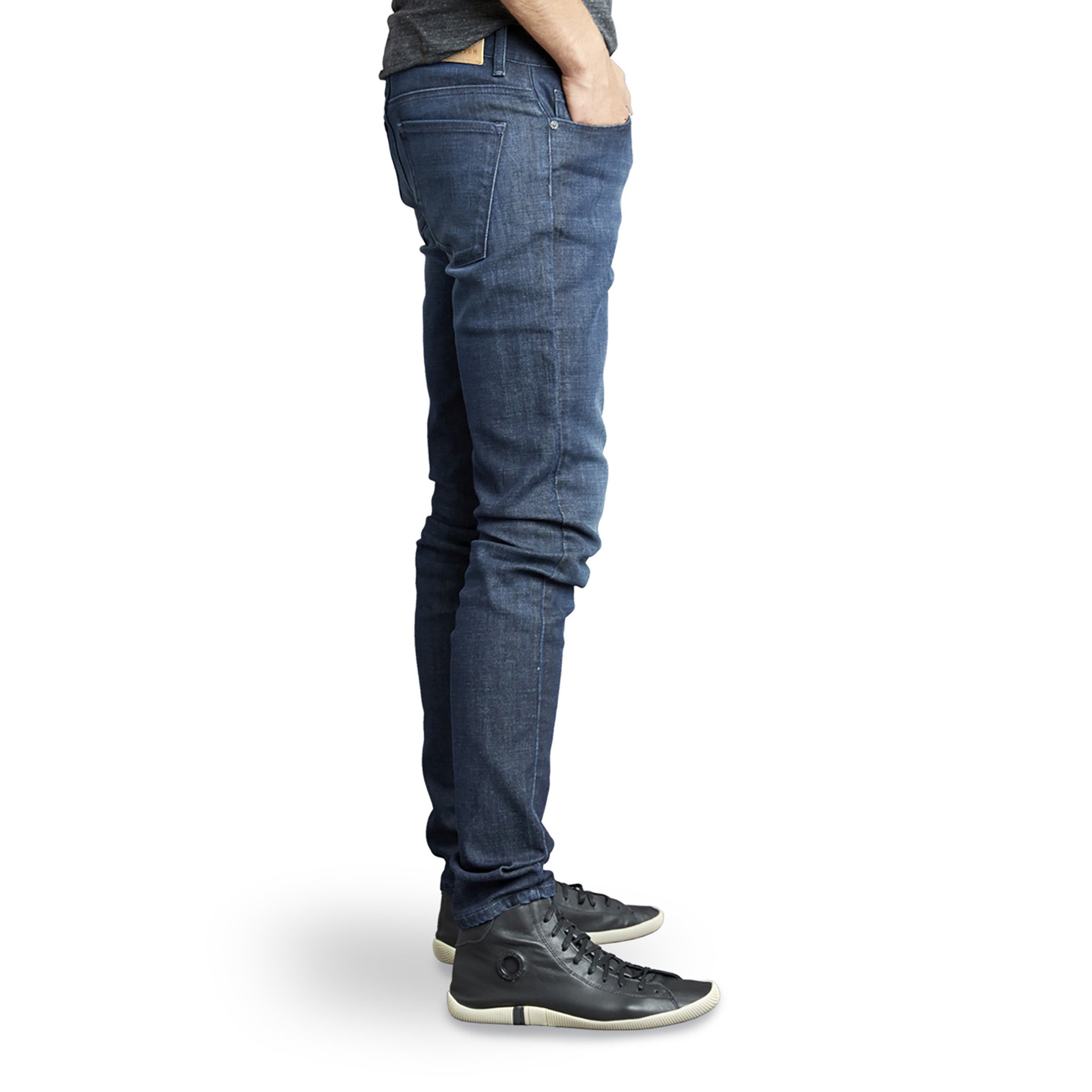 Men wearing Medium/Dark Blue Skinny Crosby Jeans