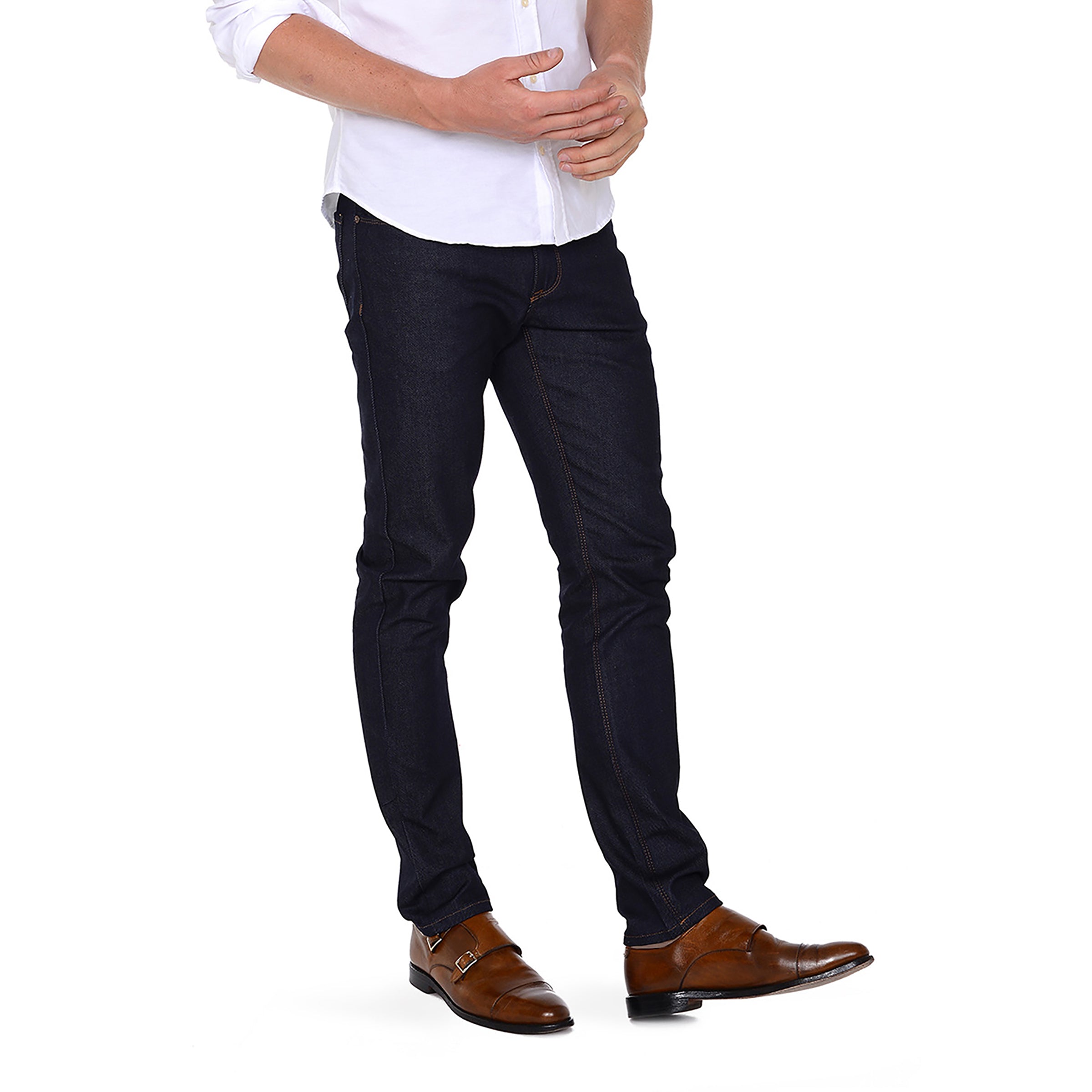 Men wearing Dark Blue Skinny Oliver Jeans