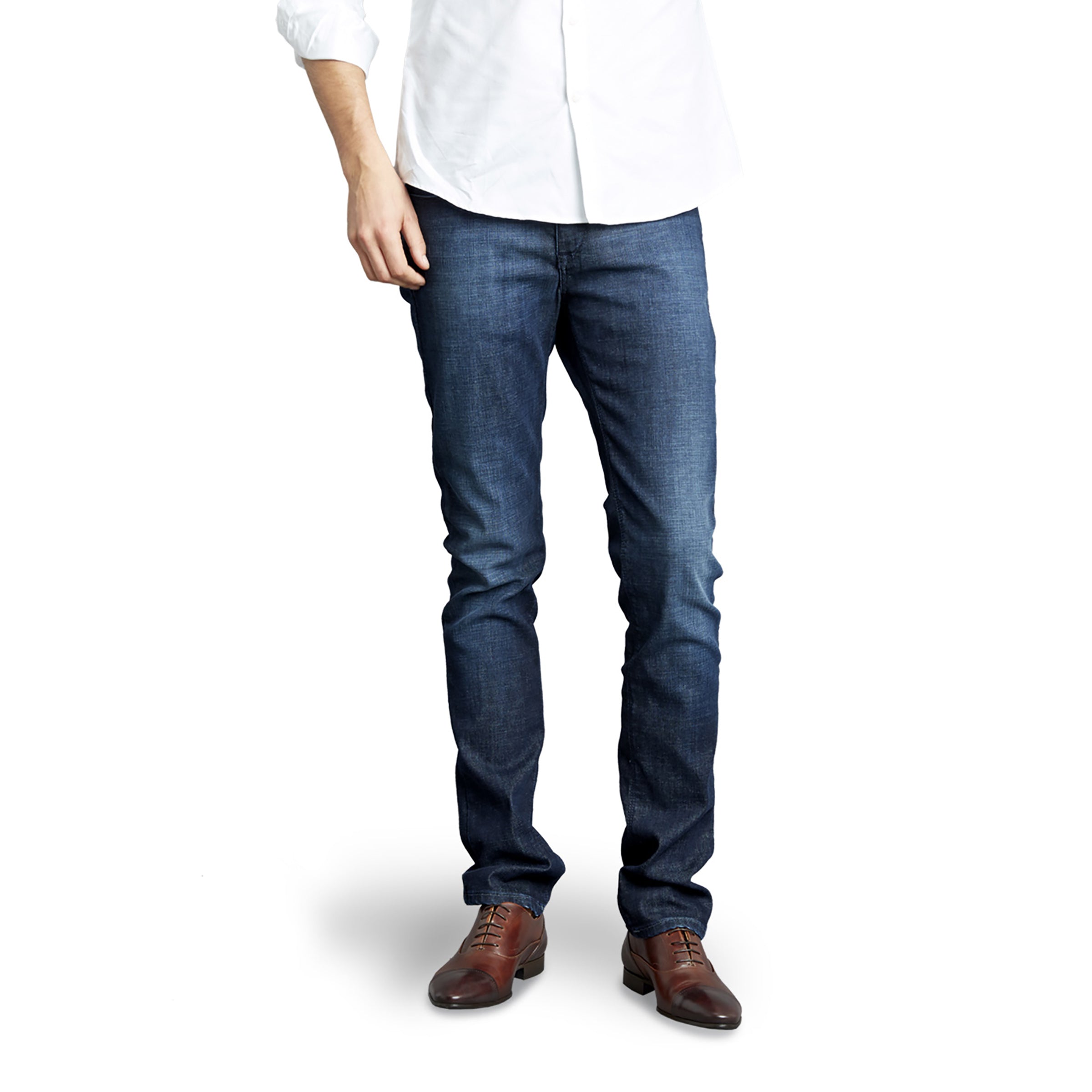 Men wearing Medium/Dark Blue Slim Crosby Jeans