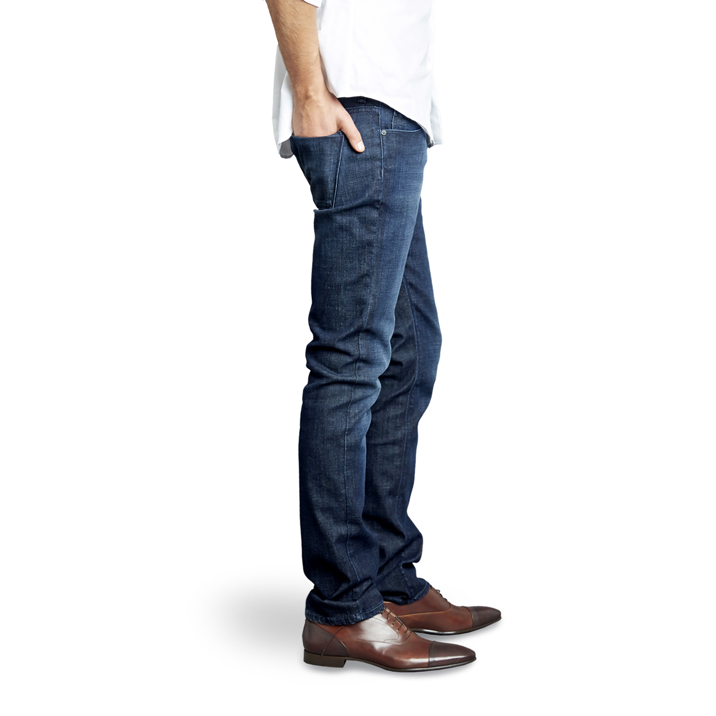 Men wearing Medium/Dark Blue Slim Crosby Jeans