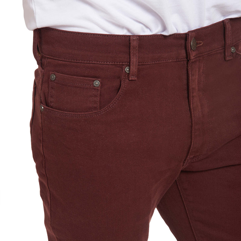 Italian Style Slim Fit Men's Fabric Pants Burgundy T6735