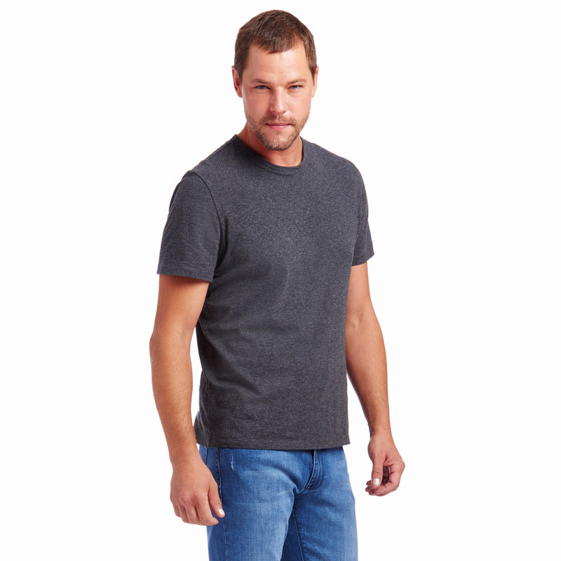 Men wearing Charcoal Heather Classic Crew Driggs Tee