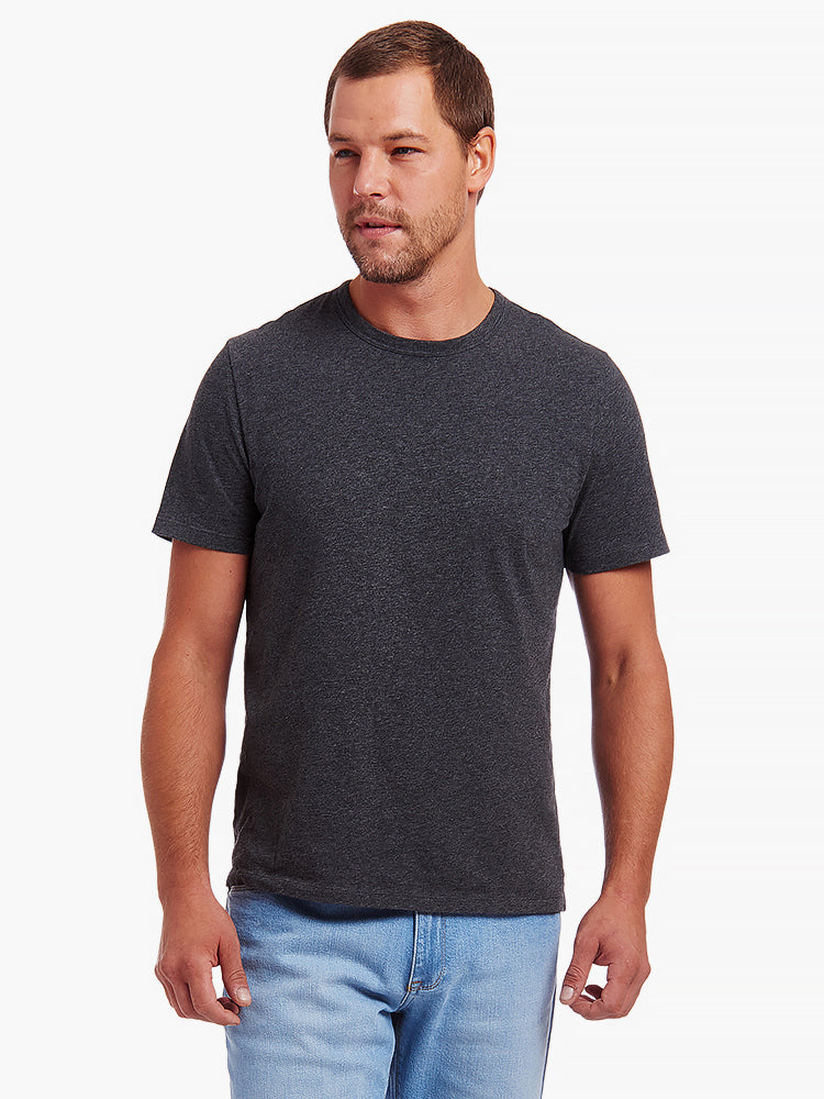 Men wearing Charcoal Heather Classic Crew Driggs Tee