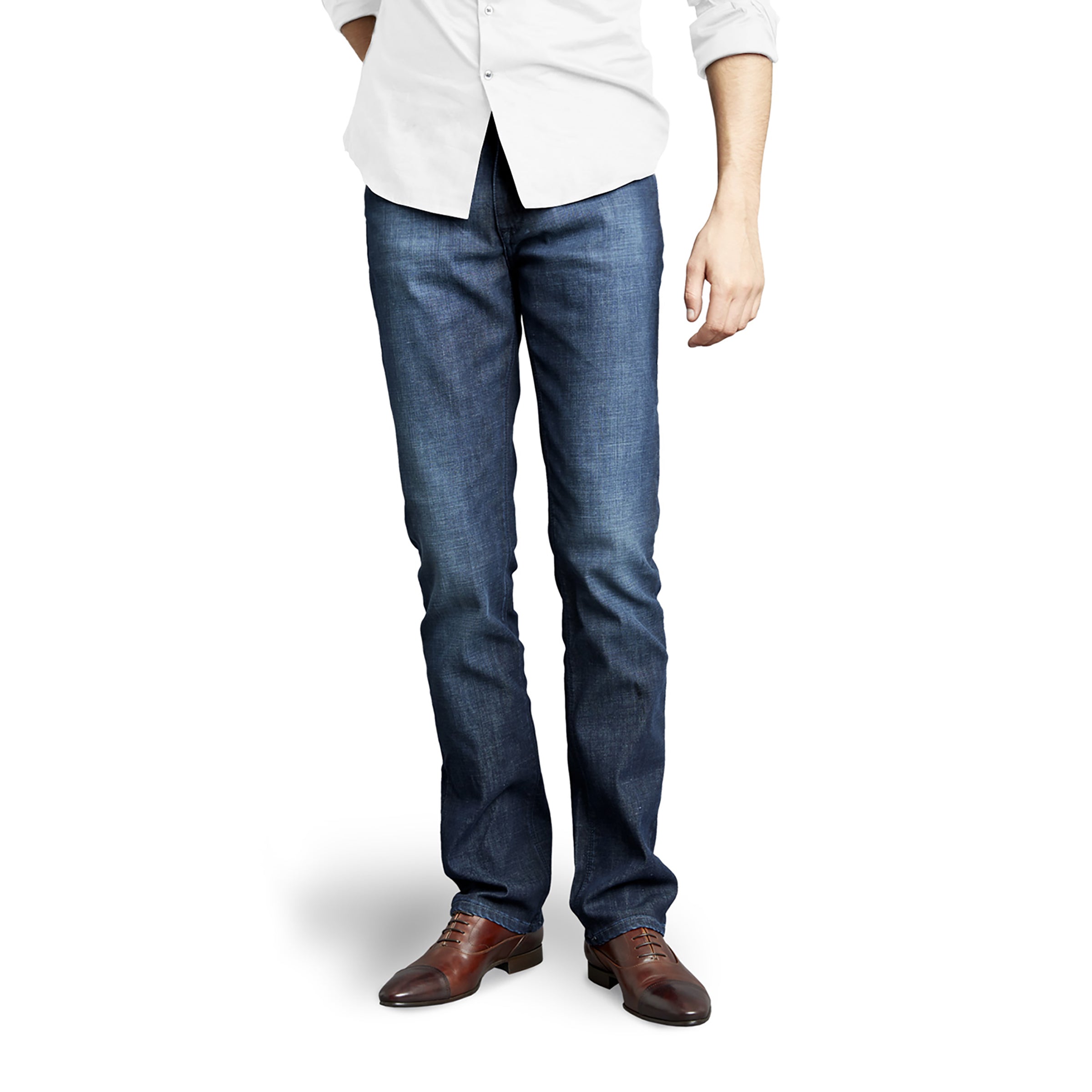 Men wearing Medium/Dark Blue Straight Crosby Jeans