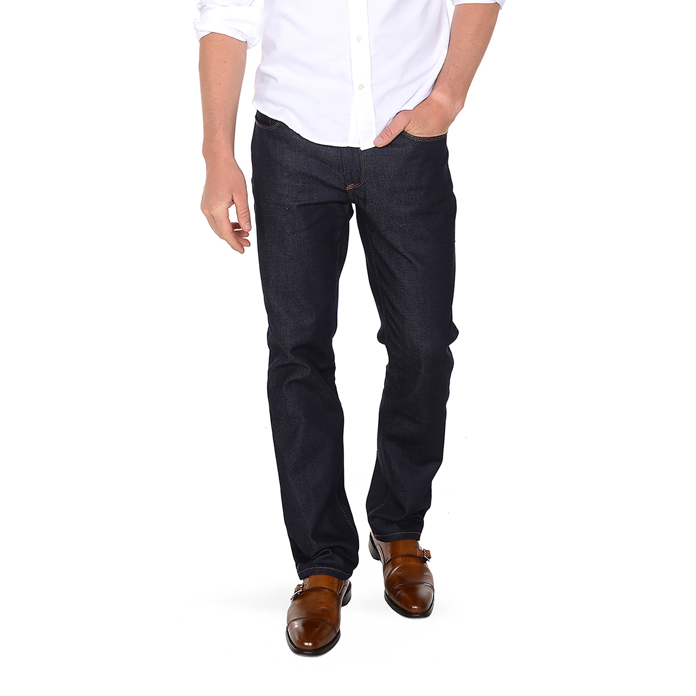 Men wearing Dark Blue Straight Oliver Jeans