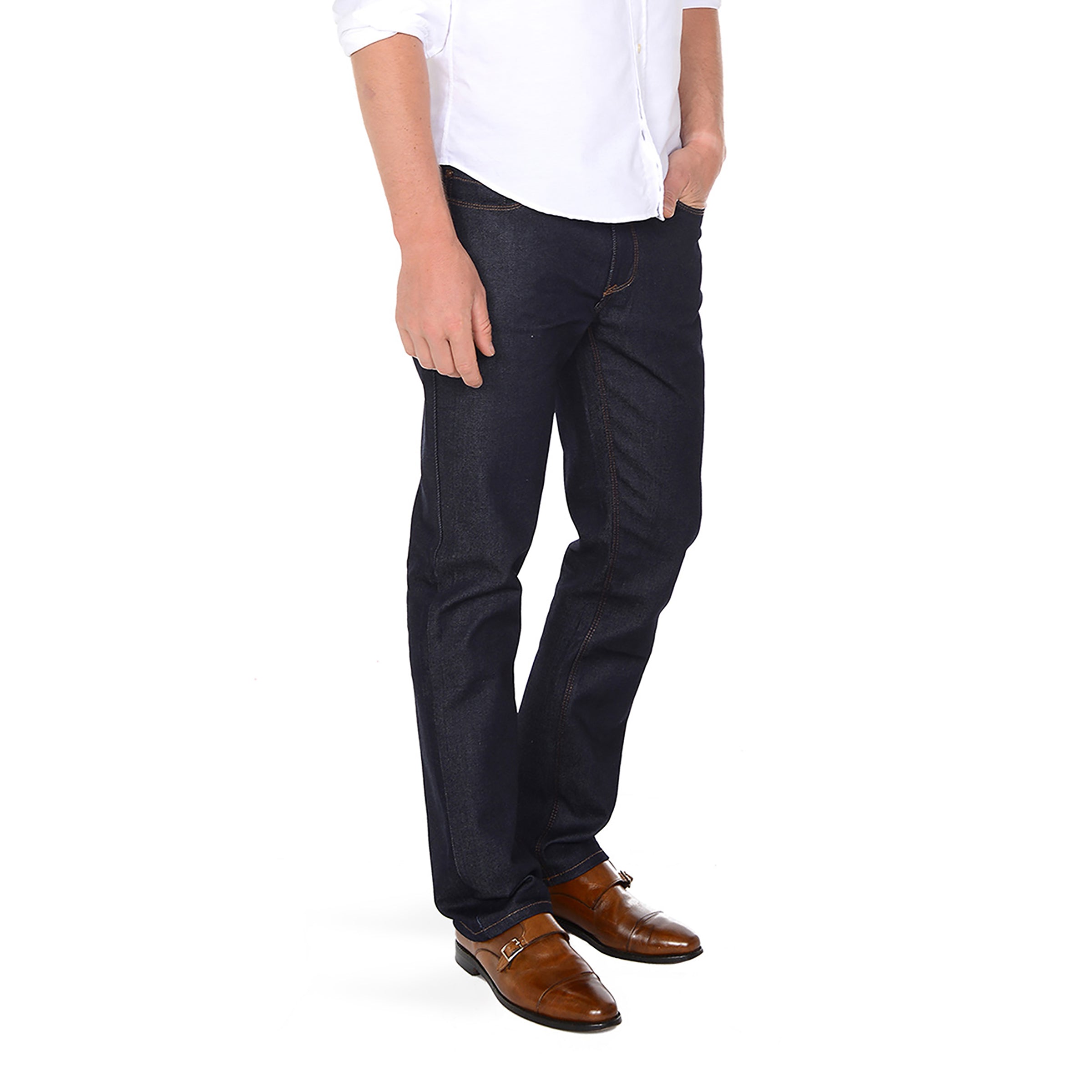 Men wearing Dark Blue Straight Oliver Jeans